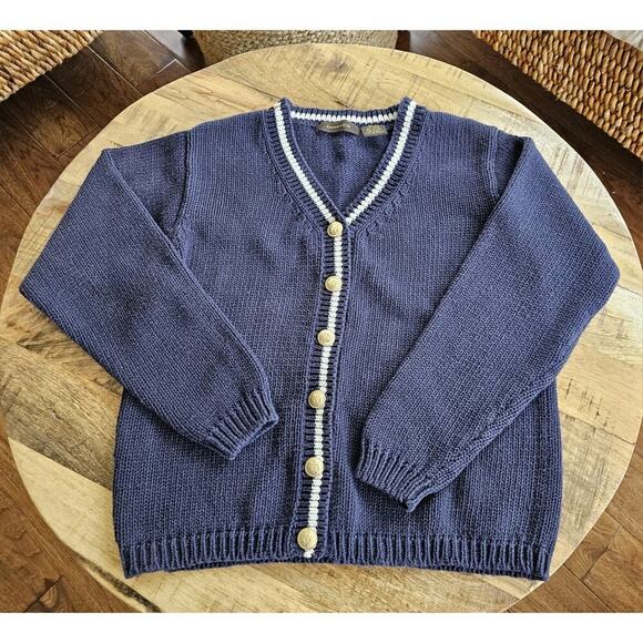 Eagles Eye Sweaters - Vintage Eagle's Eye Varsity Cardigan Sweater Women's Size L Nautical Preppy